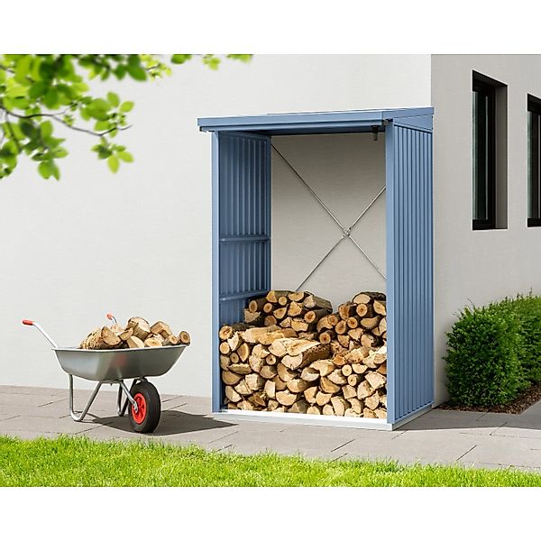 Hörmann Kaminholzregal Trend-V Typ 1 aus Metall RAL5014 Taubenblau günstig online kaufen