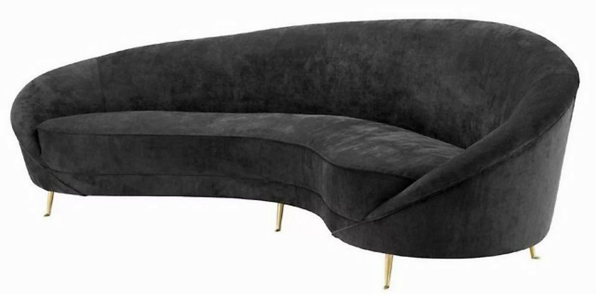 Casa Padrino Sofa Designer Samt Sofa Schwarz / Messingfarben 245 x 87 x H. günstig online kaufen