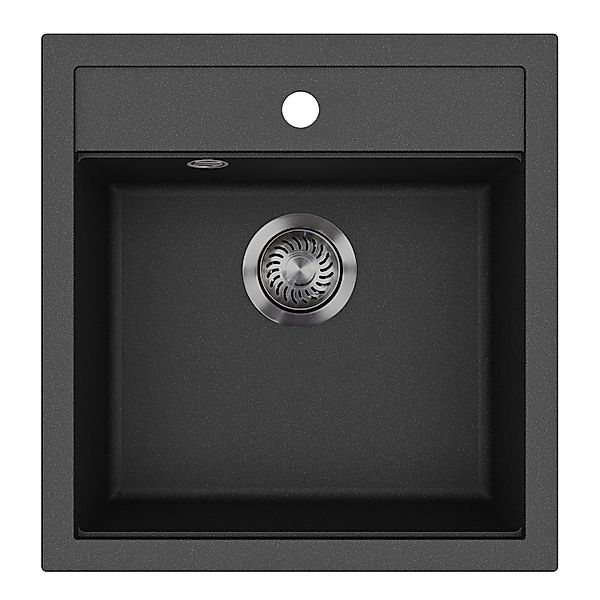 Helika Einbauspüle Tessa 49 cm x 51 cm Schwarz inkl. Grafitventil günstig online kaufen