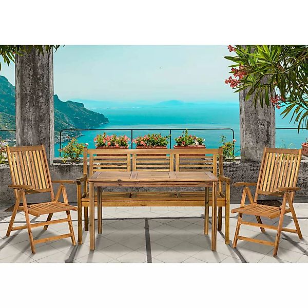 Gartensitzgruppe 4-teilig Akazie aus Massivholz Stühle klappbar (vierteilig günstig online kaufen