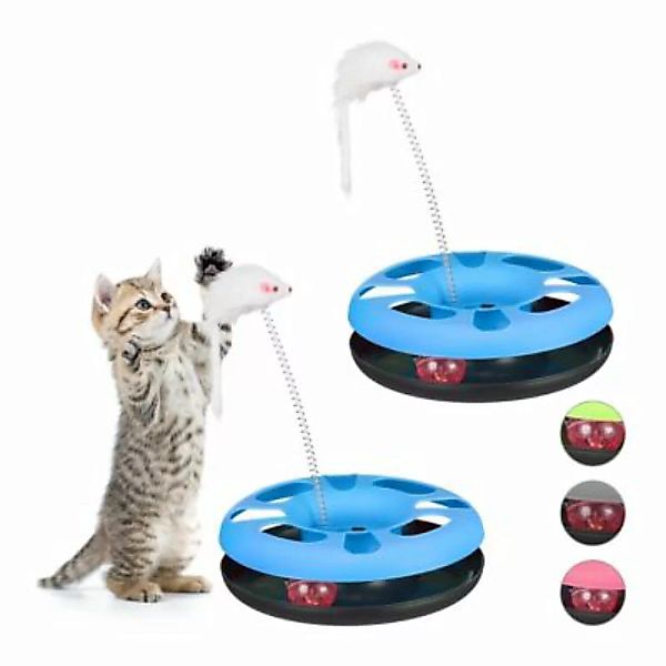 relaxdays 2 x Katzenspielzeug mit Maus blau hellblau günstig online kaufen