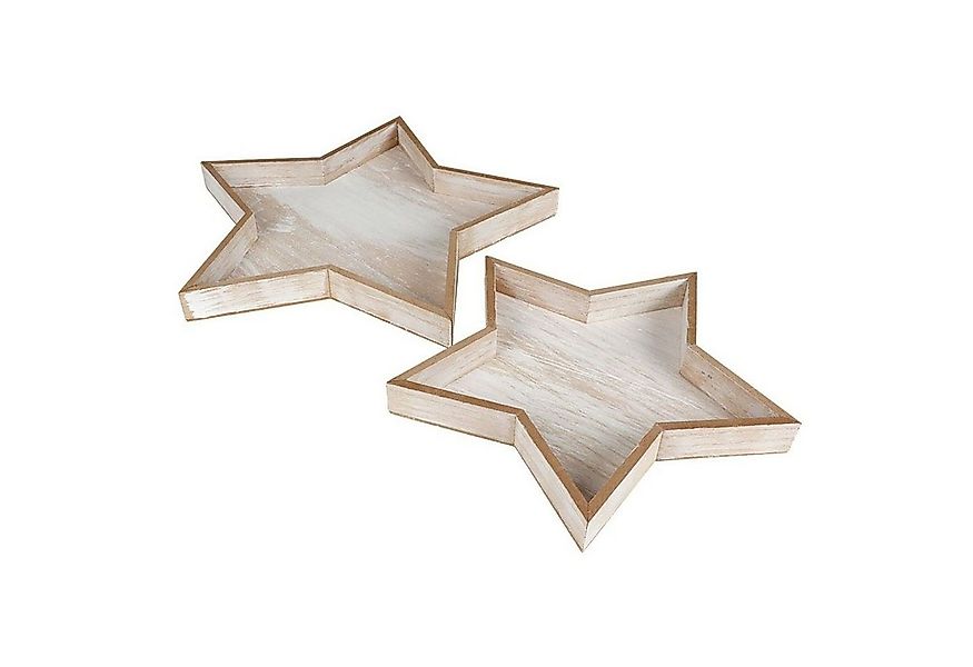 BURI Dekoteller Dekotablett-Set Stern 2-teilig aus Holz Natur im Used-Look günstig online kaufen