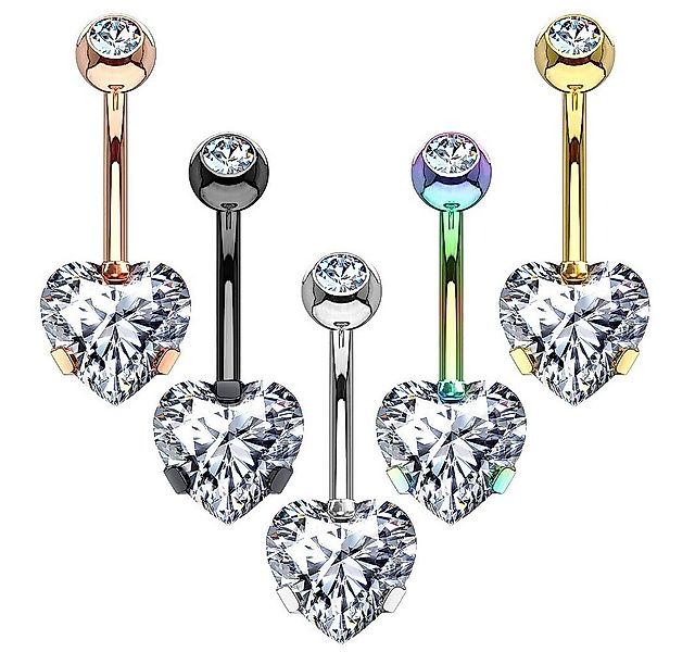Taffstyle Bauchnabelpiercing Piercing Chirurgenstahl Kristall Herz, Bauchna günstig online kaufen