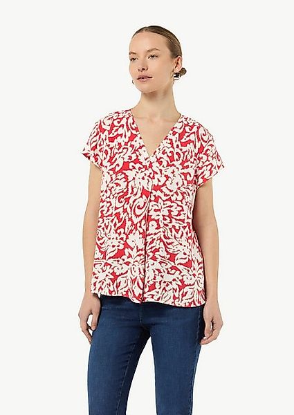 Comma Kurzarmbluse Gemusterte Bluse mit V-Ausschnitt günstig online kaufen