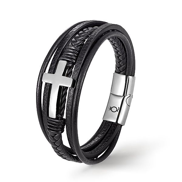 UNIQAL.de Lederarmband Lederarmband Herren mit Kreuz günstig online kaufen