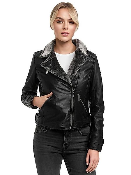 Tazzio Lederjacke F511 gefütterte Jacke mit coolen Zipper-Details & Reversk günstig online kaufen