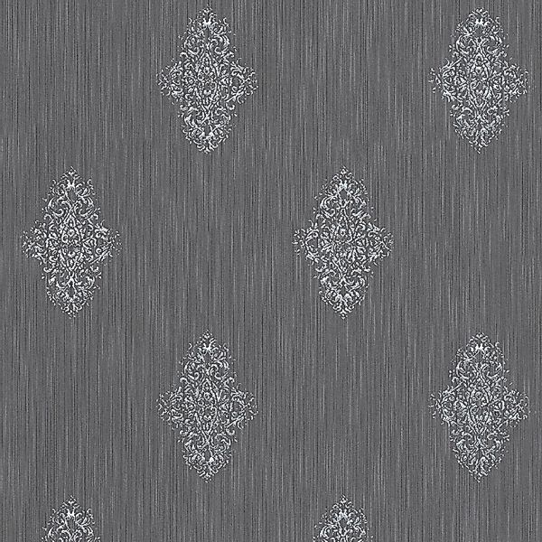 PROFHOME 319464-GU Barock Tapete Ornament Matt Blau Silber 0,53 m x 10,05 m günstig online kaufen