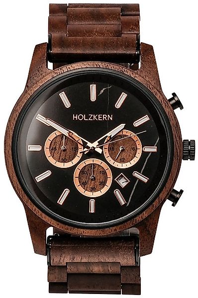 Holzkern Quarzuhr Quarz Buschwerk Walnuss/Marmor günstig online kaufen
