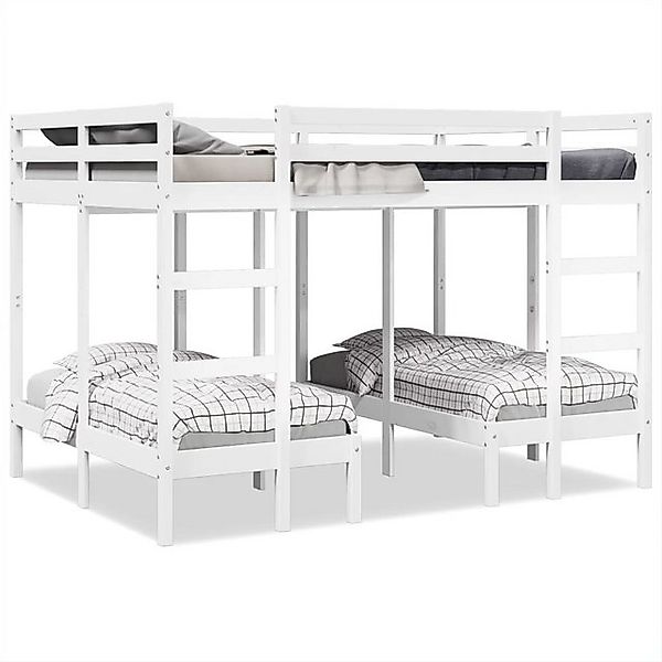 vidaXL Bett, Dreifach-Etagenbett Weiß 140x200/70x140 cm Massivholz Kiefer günstig online kaufen