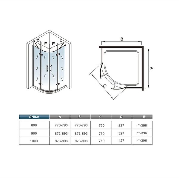 Duschparadies Runddusche 80*80*195 cm/90*90*195cm 8 mm günstig online kaufen
