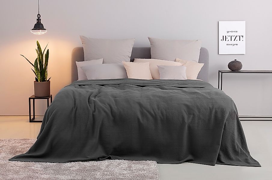 my home Tagesdecke »Mira«, leichte Tagesdecke aus 100% Baumwolle, uni Überw günstig online kaufen
