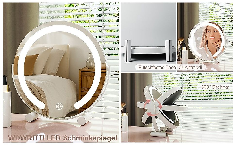 WDWRITTI Schminkspiegel Kosmetikspiegel LED Tisch mit Beleuchtung (Makeup S günstig online kaufen