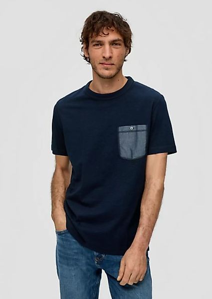 s.Oliver Kurzarmshirt T-Shirt mit aufgesetzter Brusttasche Kontrast-Details günstig online kaufen