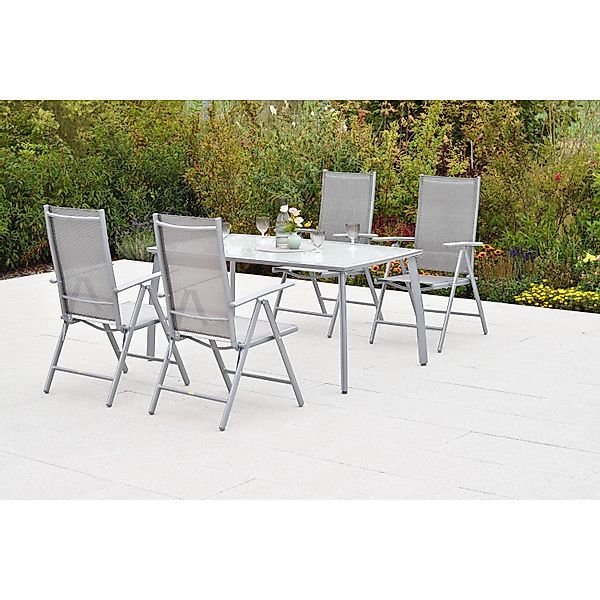 Merxx Amalfi Set 5-tlg. 4 Klappsessel Gartentisch 150 x 90 cm Diamantbraun günstig online kaufen