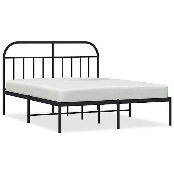 vidaXL Bettgestell, Bettrahmen mit Kopfteil Metall Schwarz 135x190 cm günstig online kaufen