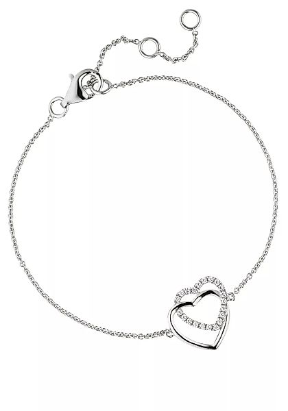 JOBO Silberarmband "Armband Herzen", 925 Silber mit Zirkonia 18,5 cm günstig online kaufen