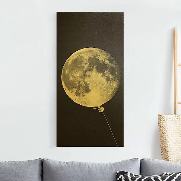 Leinwandbild Gold Luftballon mit Mond günstig online kaufen