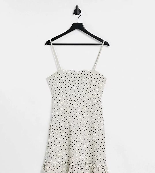 ASOS DESIGN Tall – Sommerkleid mit schmalen Trägern, Schößchen und Punktemu günstig online kaufen