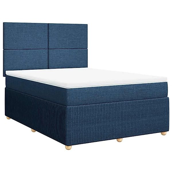 vidaXL Boxspringbett mit Matratze Blau 140x190 cm Stoff 3292050 günstig online kaufen