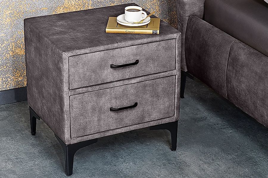 riess-ambiente Nachttisch BOUTIQUE 50cm dunkelgrau / schwarz (Einzelartikel günstig online kaufen