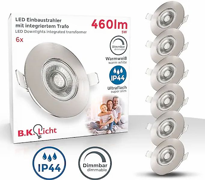 B.K.Licht LED Bad-Einbauleuchte, 6er Set, Schutzart IP44, spritzwassergesch günstig online kaufen