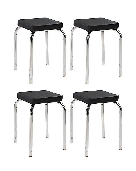 HAKU Sitzhocker Stapelhocker PIK, 4er Set, Schwarz, Kunstleder, stapelbar günstig online kaufen