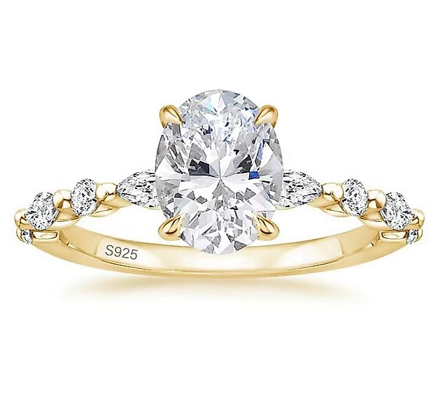 ROUGEMONT Solitärring Extravaganter Moissanit Ring Oval Cut Damen Ring 925 günstig online kaufen