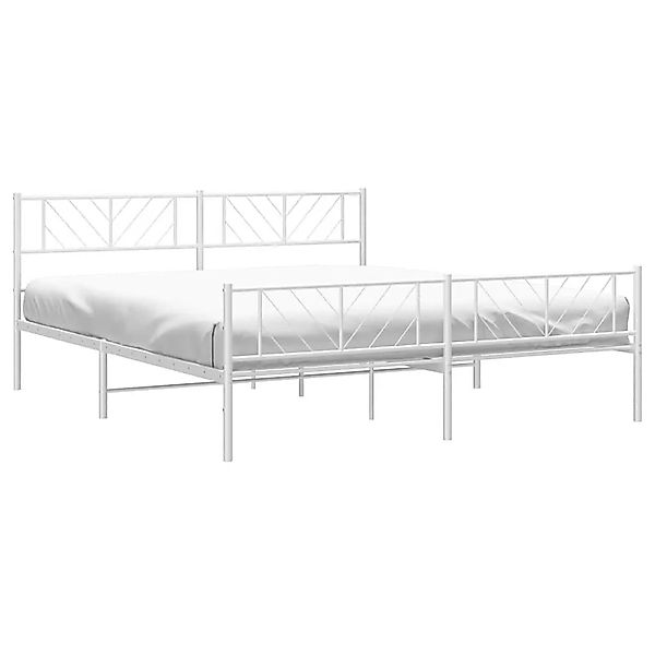 vidaXL Bettgestell mit Kopfteil und Fußteil Metall Weiß 193x203 cm 372252 günstig online kaufen