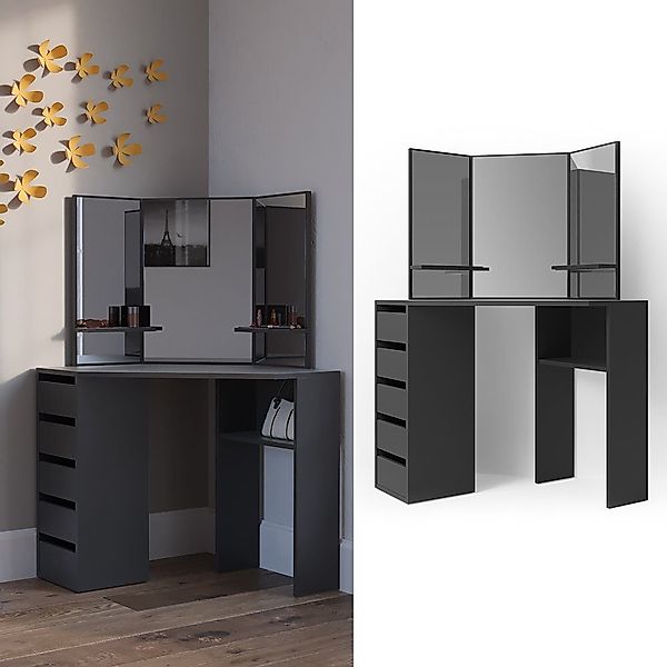 Vicco Schminktisch Arielle, Schwarz, 110 cm günstig online kaufen