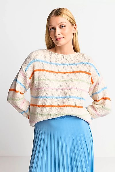 Rich & Royal Sweatshirt Cozy crew neck colourful stripes, pearl white günstig online kaufen