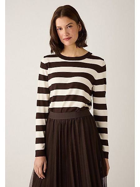 MORE&MORE Rundhalspullover gestreifter Feinstrickpullover günstig online kaufen