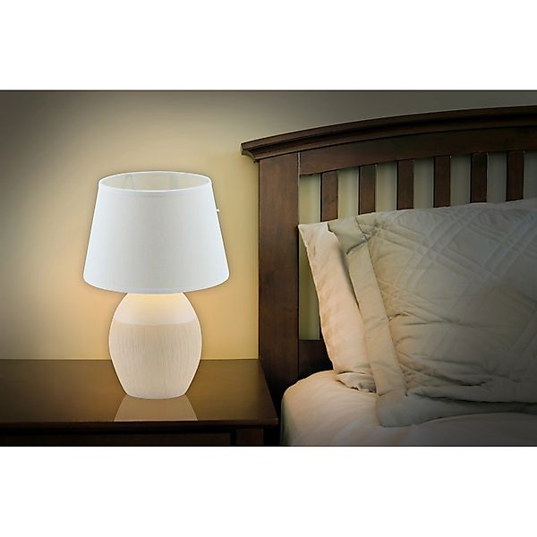 näve Tischleuchte Talia, ohne Leuchtmittel, Keramikfuß, Textilschirm, Zulei günstig online kaufen