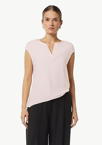 comma Kurzarmshirt T-Shirt Gemustertes Blusenshirt mit Satinblende günstig online kaufen