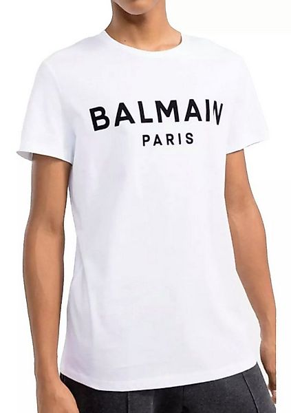 Balmain Paris T-Shirt Herren Flocked Tee Logo Straight Fit günstig online kaufen