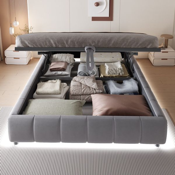 Flieks Polsterbett, Hydraulisches Stauraumbett 140x200cm ohne günstig online kaufen