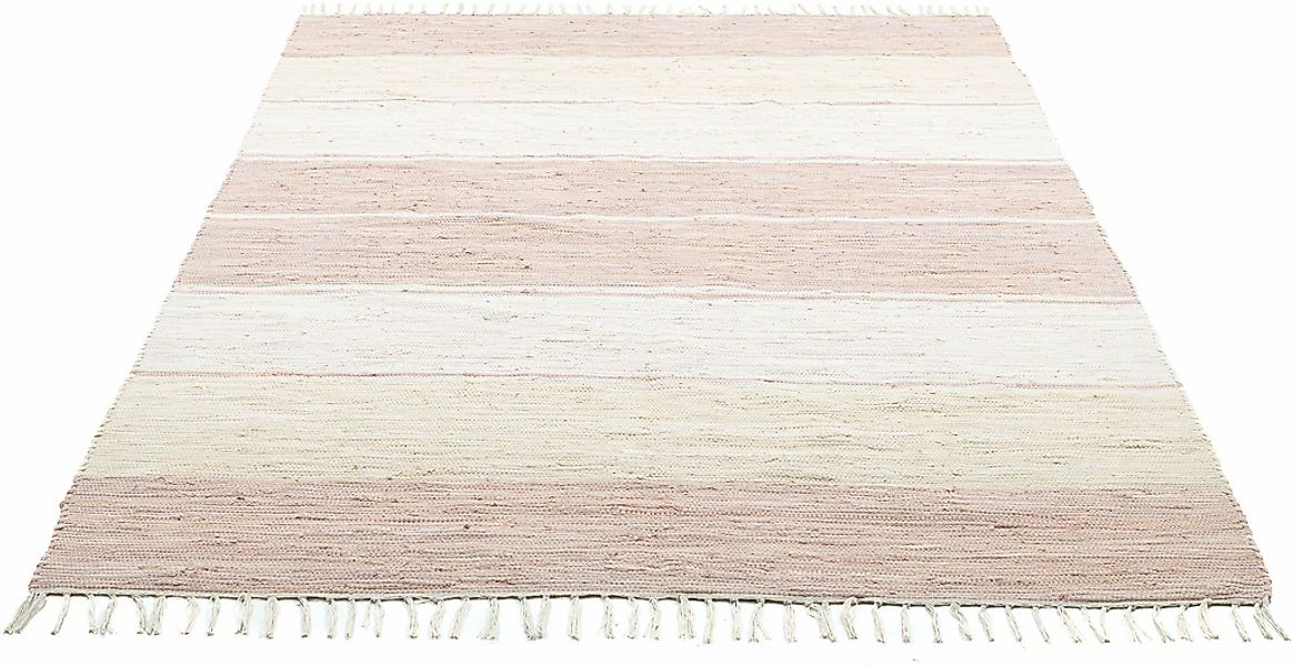 THEKO Teppich "Stripe Cotton, handgewebt" rechteckig 5 mm Höhe Flachgewebe, günstig online kaufen