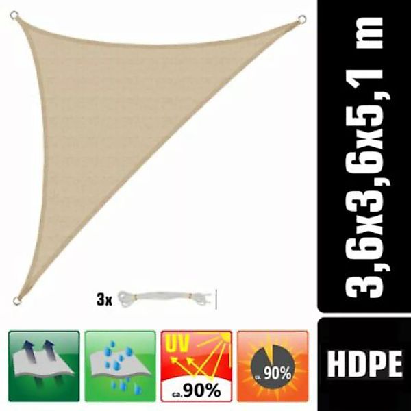 AMANKA Sonnensegel Tenere Ivory L 3.6x3.6x5.1m HDPE beige günstig online kaufen