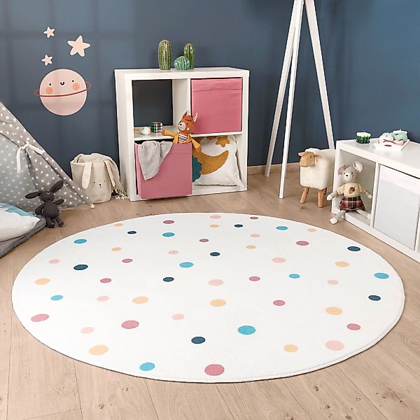 Paco Home Kinderteppich "Niloya 364" rund 12 mm Höhe Spielteppich, Kurzflor günstig online kaufen