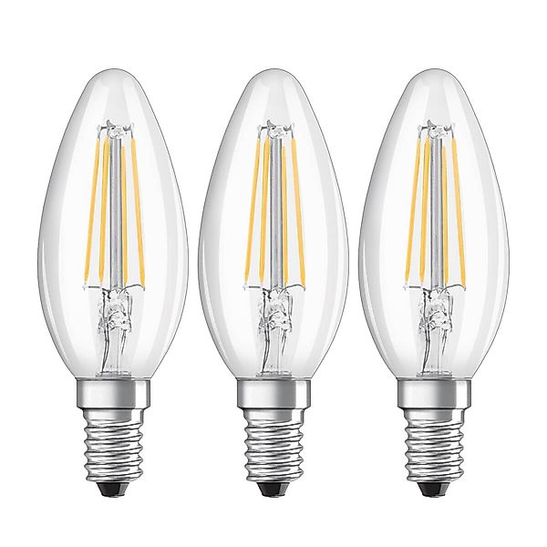 Osram LED-Leuchtmittel E14 Kerzenform 4 W 470 lm 3er Set 10 x 3,5 cm (H x Ø günstig online kaufen