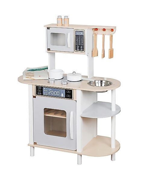 TikTakToo Spielküche Kinderküche mit Zubehör Kochgeschirr Schürze Holzküche günstig online kaufen