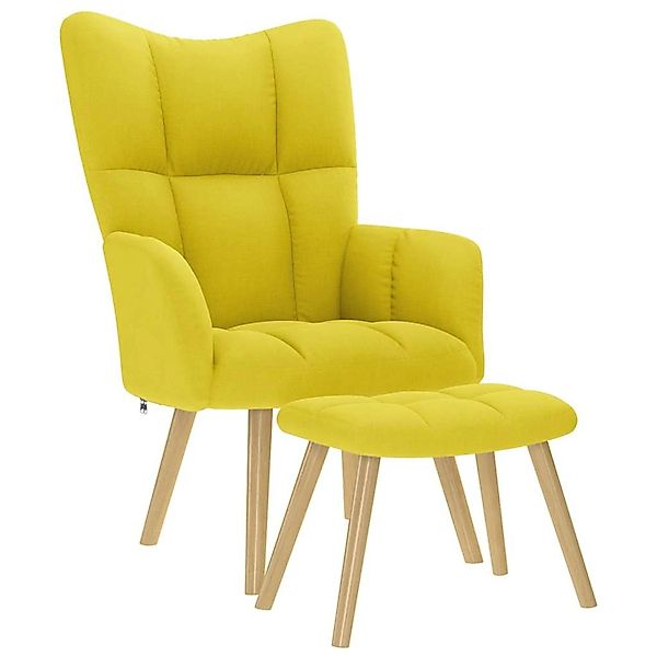 vidaXL Relaxsessel mit Hocker Hellgelber Stoff 4016787 günstig online kaufen