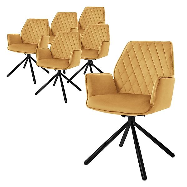 ML-Design Esszimmerstühle 6Er Set Samt Senfgelb mit Arm- Rückenlehne Drehst günstig online kaufen