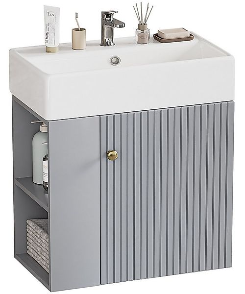 Yorbay Waschtisch Badmöbel Waschtischunterschrank (Breite 55 cm, Badschrank günstig online kaufen