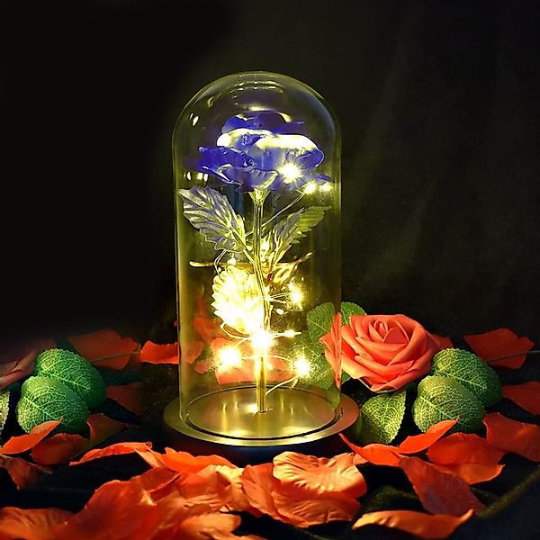 Kunstblume Künstliche Ewige Rose im Glas, günstig online kaufen