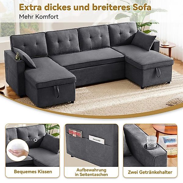 MODFU Schlafsofa Baumwoll-Leinen-Stoff, flexibel umwandelbar, Polstersofa, günstig online kaufen