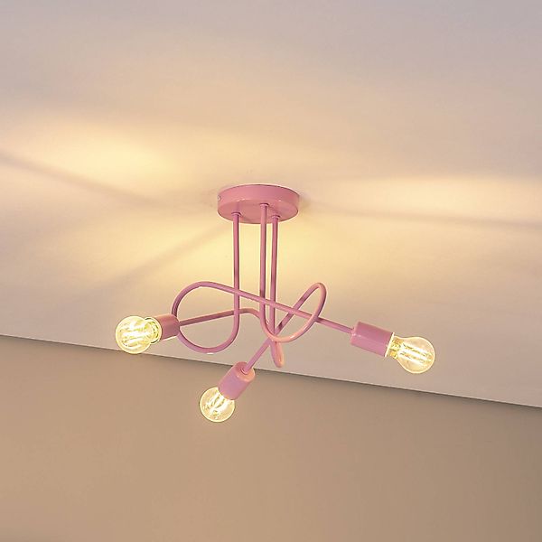 Deckenleuchte Oxford, hellrosa, Ø 44 cm, Metall, 3-flammig günstig online kaufen