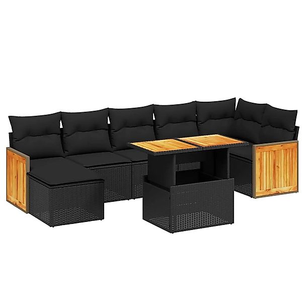 vidaXL 8-Tlg Garten-Sofagarnitur mit Kissen Schwarz Poly Rattan 3274065 günstig online kaufen
