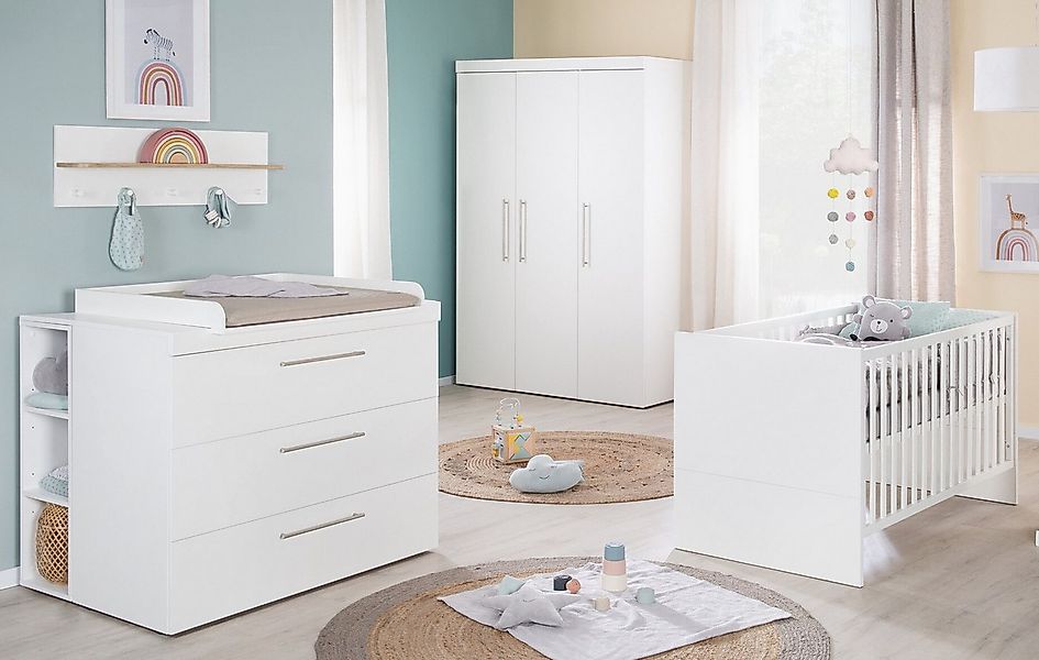 roba® Babyzimmer-Komplettset Kimi 3-teilig - Kinderzimmer in Weiß aus Holz günstig online kaufen