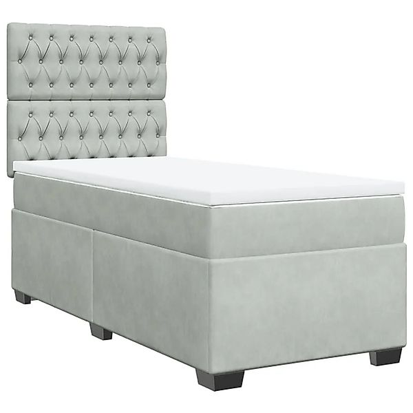vidaXL Boxspringbett mit Matratze Hellgrau 90x190 cm Samt 3290792 günstig online kaufen