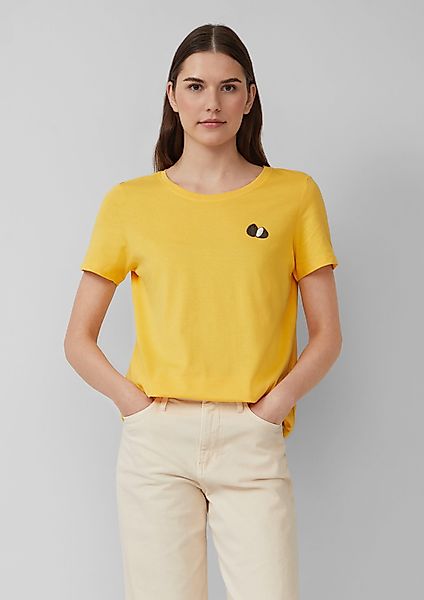 s.Oliver Kurzarmshirt Jersey-T-Shirt mit Stickerei Artwork günstig online kaufen
